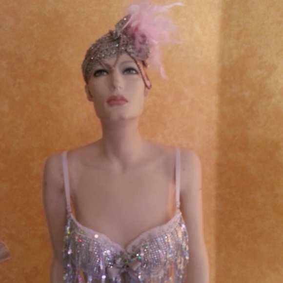 Iridescent Metallic Silver Pink Gatsby Headpiece main image 5
